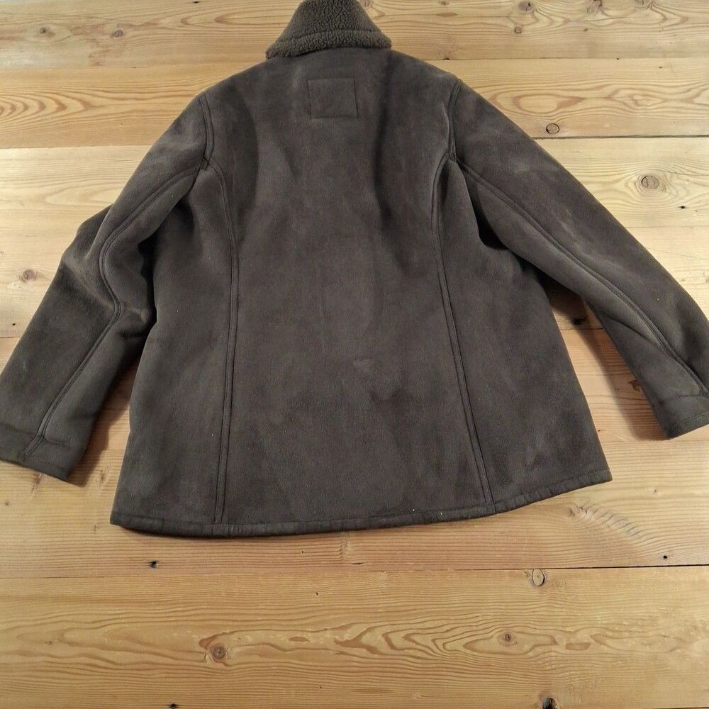 Lands End Faux Suede Jacket Sherpa Lining Womens Large Brown - Picture 5 of 5